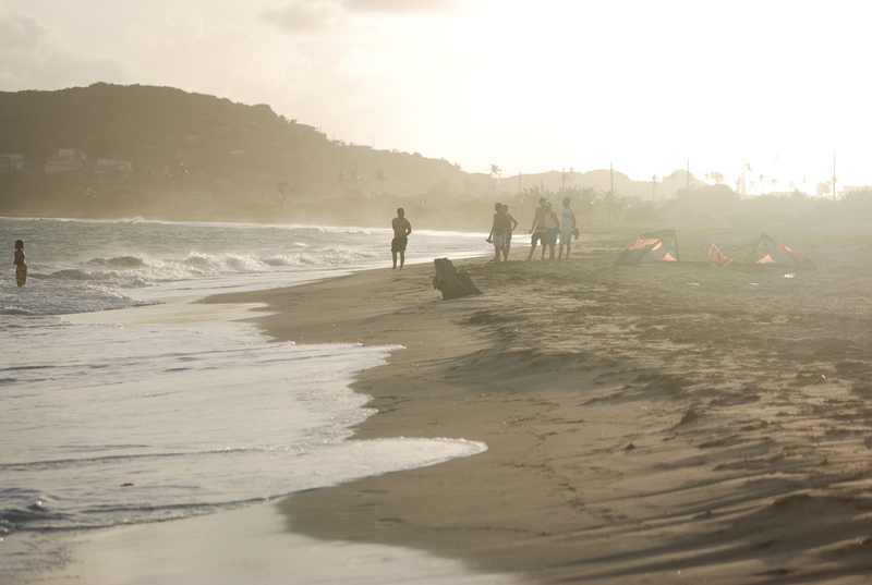 Spectators watching the evening show.  This is looking downwind towards the south end of the beach.