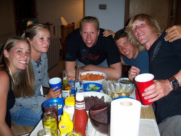 Da crew at a client party