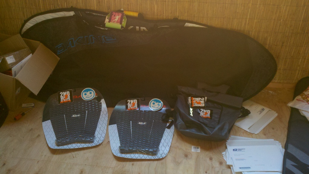 Surf board bag, stomp pads, dry bag and swag from 2nd Wind Sports
