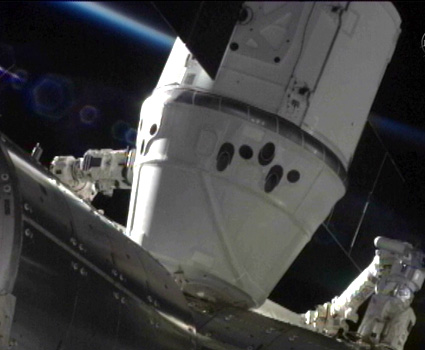 Dragon berthed to the ISS
