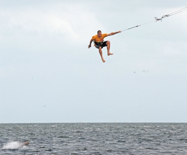 John Rudd in 2 feet of water, no injury luckily