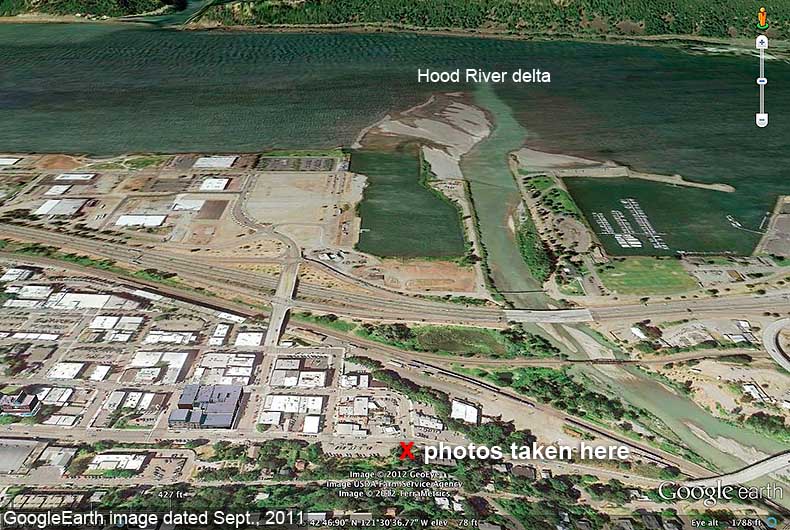 The second set of then-and-now photos (above) were taken at the red "X