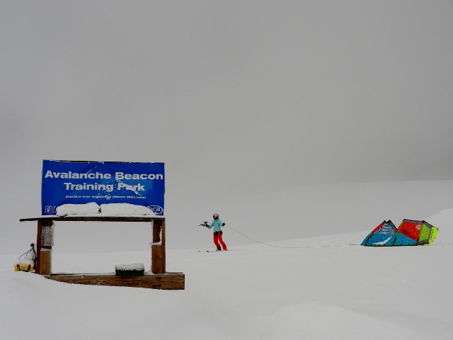 You know it is great snow and terrain when you pump up next to a sign like this.  Kite Safe!
