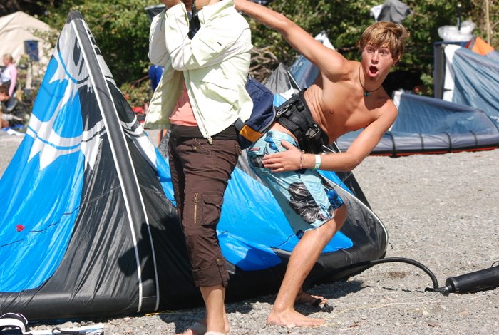 Josh goofing off behind the camera lady!