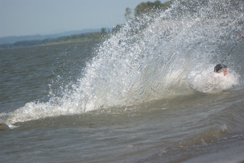 Step 2 of Tuckers unhooked backroll to face plant. Notice that his head is still above water. I think I've got him beat on this part!