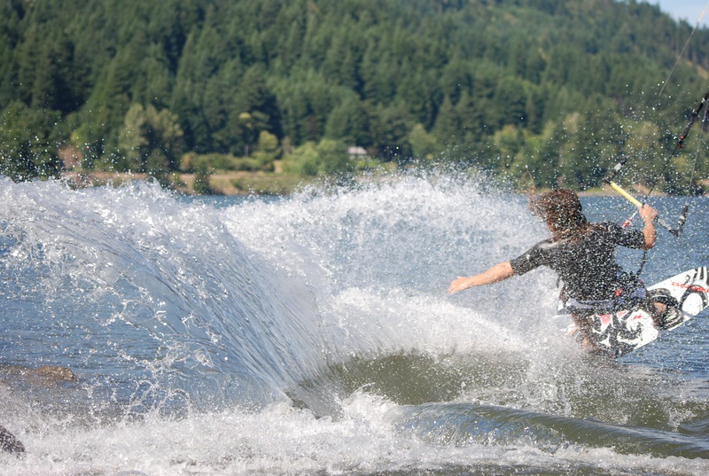 I was about a 1/4 second late on this shot. I was trying to get more of the rocks in the screen and Shawn at the middle of his turn.