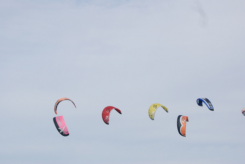 Kite kisses between Becca and I before the start.