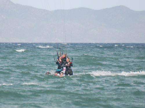 Tight start battling for positiion.  Cat fight-kiteboarding style.