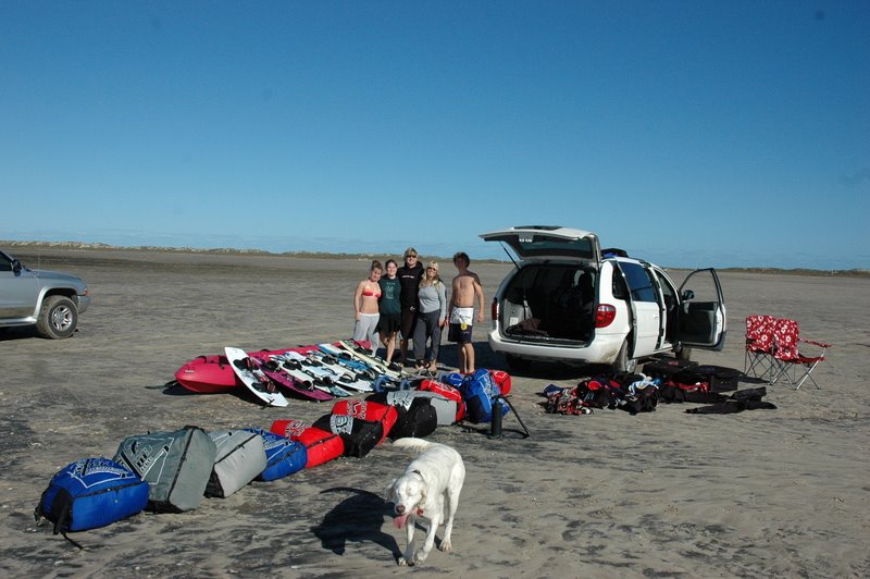 Rental car and gear at the flats at South Padre a few weeks ago.  (borrowed the dog!)