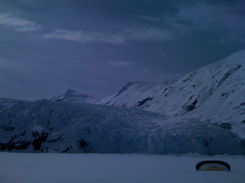 Portage Glacier: three miles from the put in.