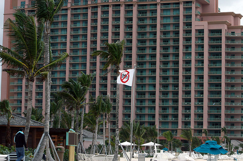 The NO swimming flags fly...