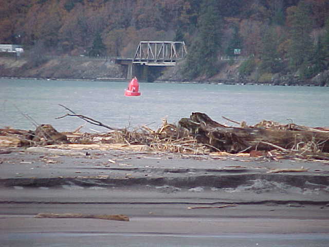The Red Buoy is no more than 100 yards from land