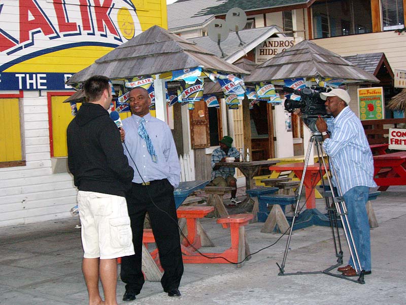 being interviewed... why yes I like cold beer.