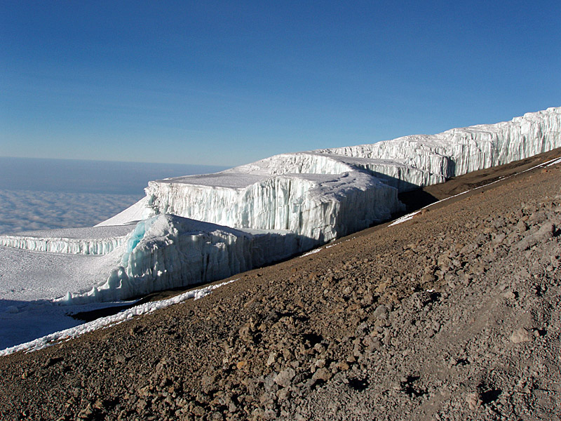 Glacier near top.