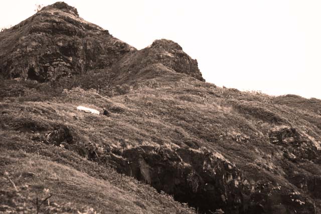 Cliff launch in waist high brush at Kahana.  This is as dangerous as it gets folks.