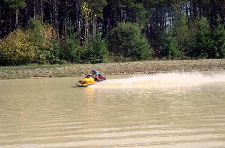 Me racing sled on open water