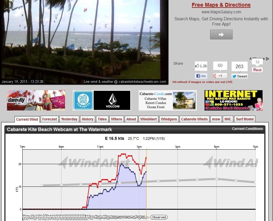 Checking up on the conditions at Cabarete Bay last Friday, here is a screen-capture photo from the webcam.